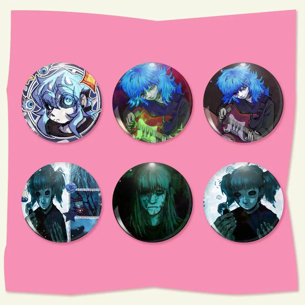 S-Sally Face-E Badge on Backpack Accessories Manga Icons Pins Round Cartoon Brooches for Clothes Bag Decor Gifts