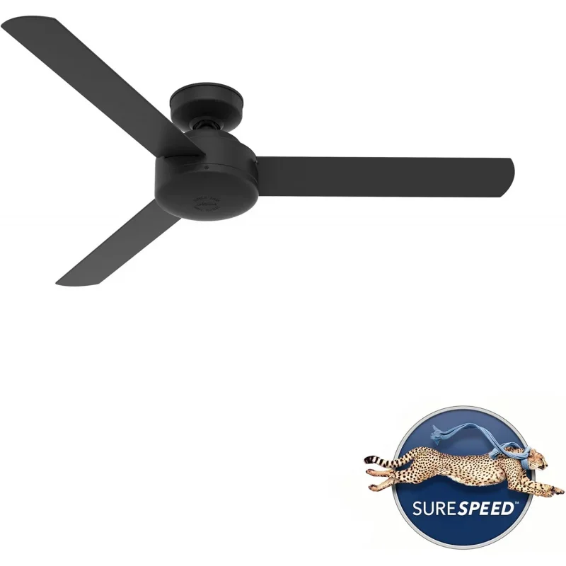 QWHunter Presto Ceiling Fan With Wall Control,Modern,Matte Black Finish,52 Inch