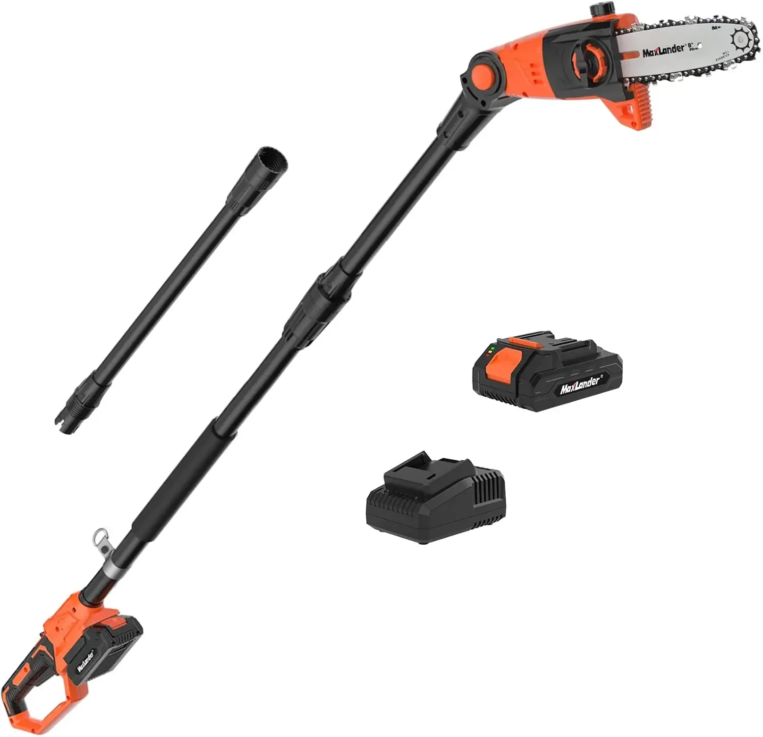 Saw 8-Inch Cordless Pole Saws for Tree Trimming, 15-Feet MAX Reach Electric Pole Saw, 16ft/s Cutting Speed Auto Oiling Mult