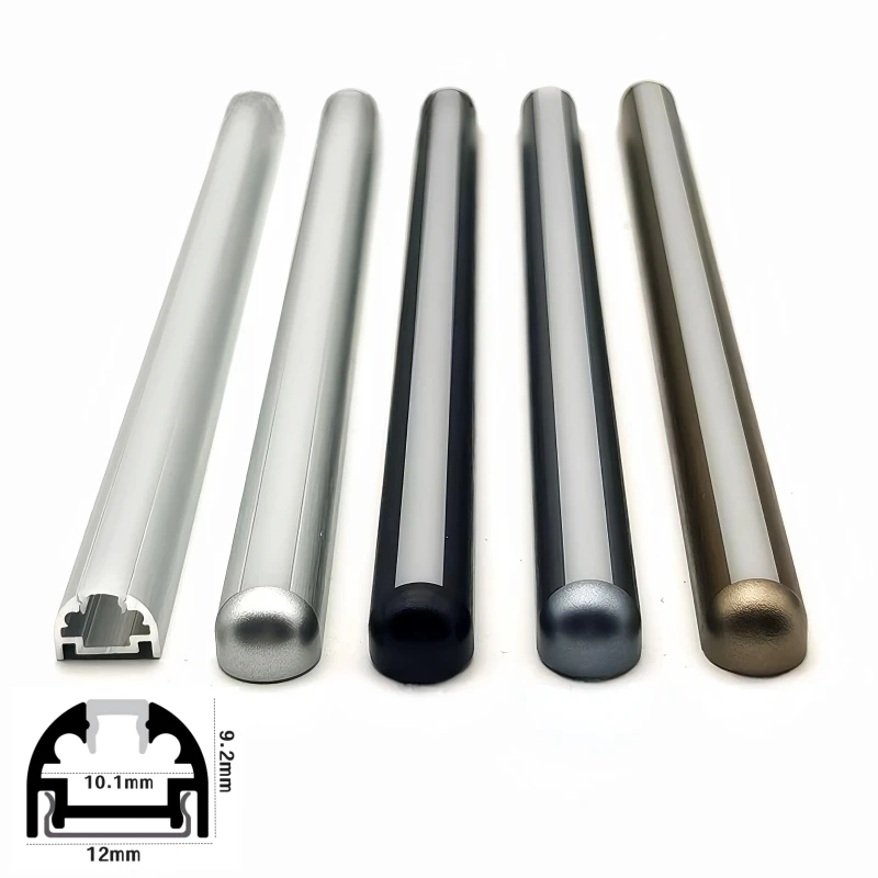 

0.3m/0.5m/1m Half-Round Cabinet LED Aluminum Profile Surface Mounted Channel Diffuser Bedside Closet Book Shelf Bar Strip Lights