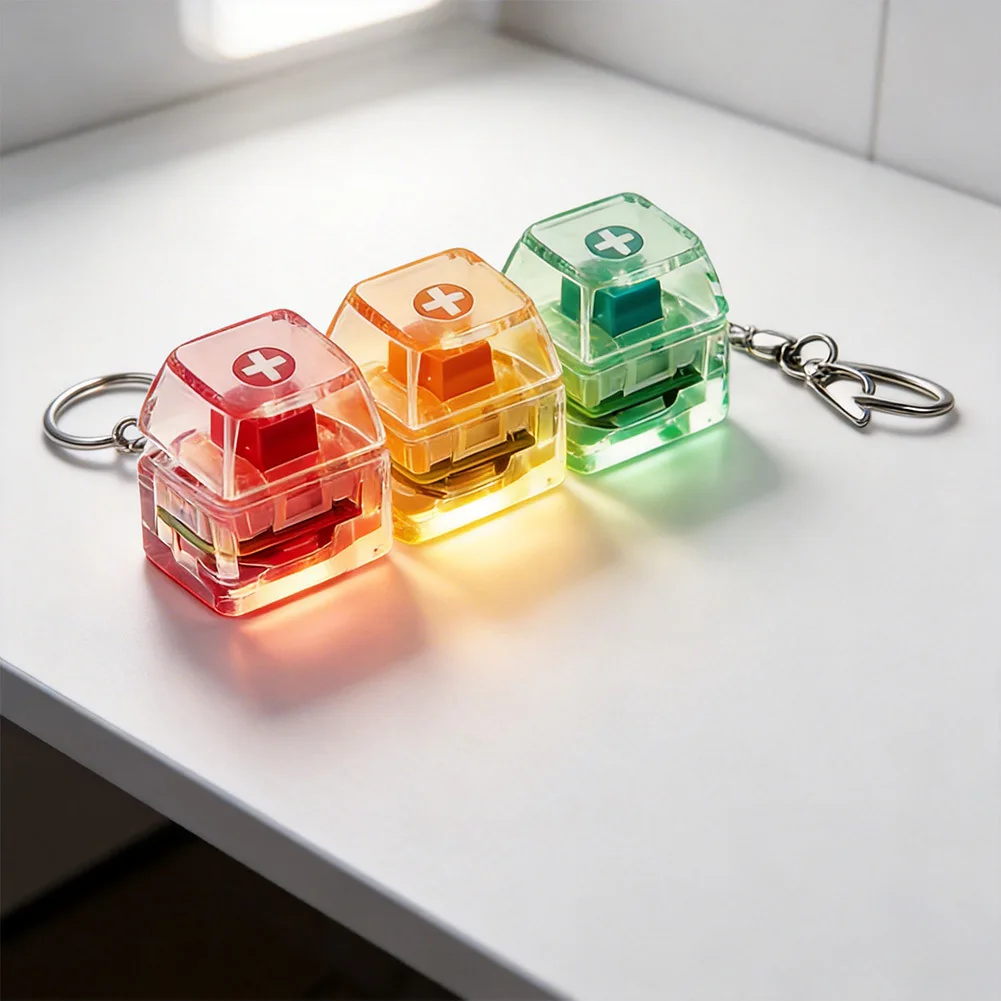 RGB Keyboard Fidget Toy Keychain Keyboard Switch Tester Light-Up Stress Relief Fingertip Keyboard For Home & Office