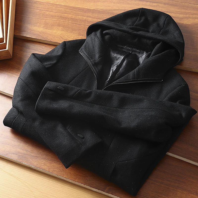 

Premium Quality Men's Mid-Length Woolen Coat Autumn Winter Fashion Casual Business Standard Fit Youth Outerwear Jacket