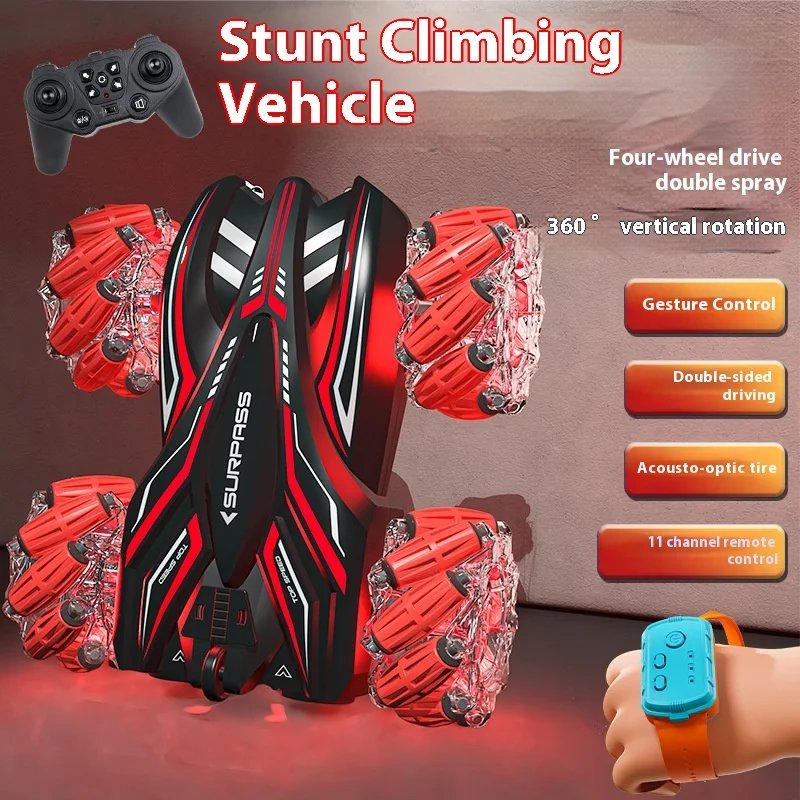 Children'S Spray Lighting Double-Sided Stunt Drift Remote Control Car Four-Wheel Drive Off-Road Vehicle High-Speed Toy Festival