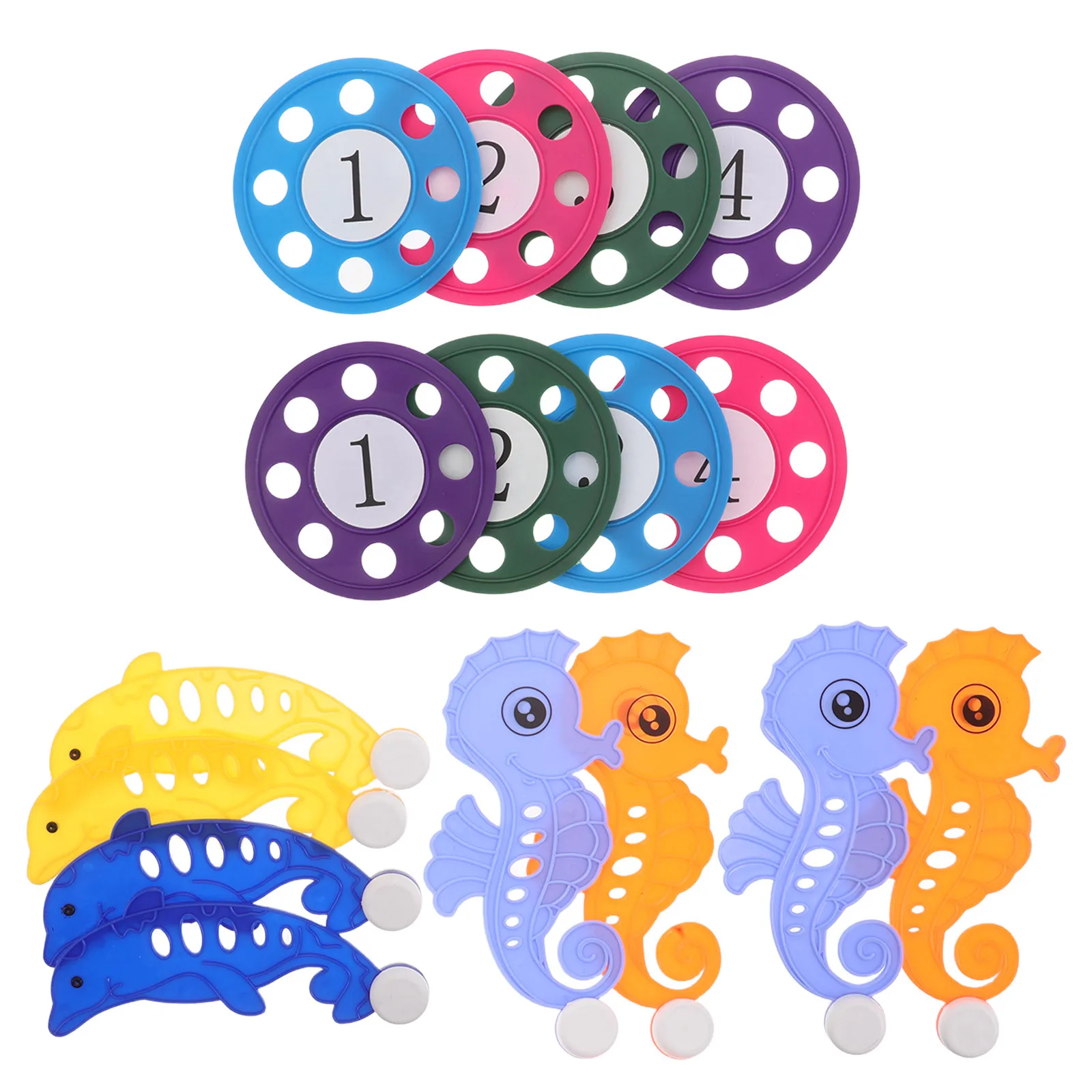 2 مجموعات الاطفال الغوص مجموعة فرس البحر دولفين مرقمة أقراص الغوص تحت الماء التدريب لحمام السباحة الشاطئ أنشطة السباحة المياه البلاستيكية