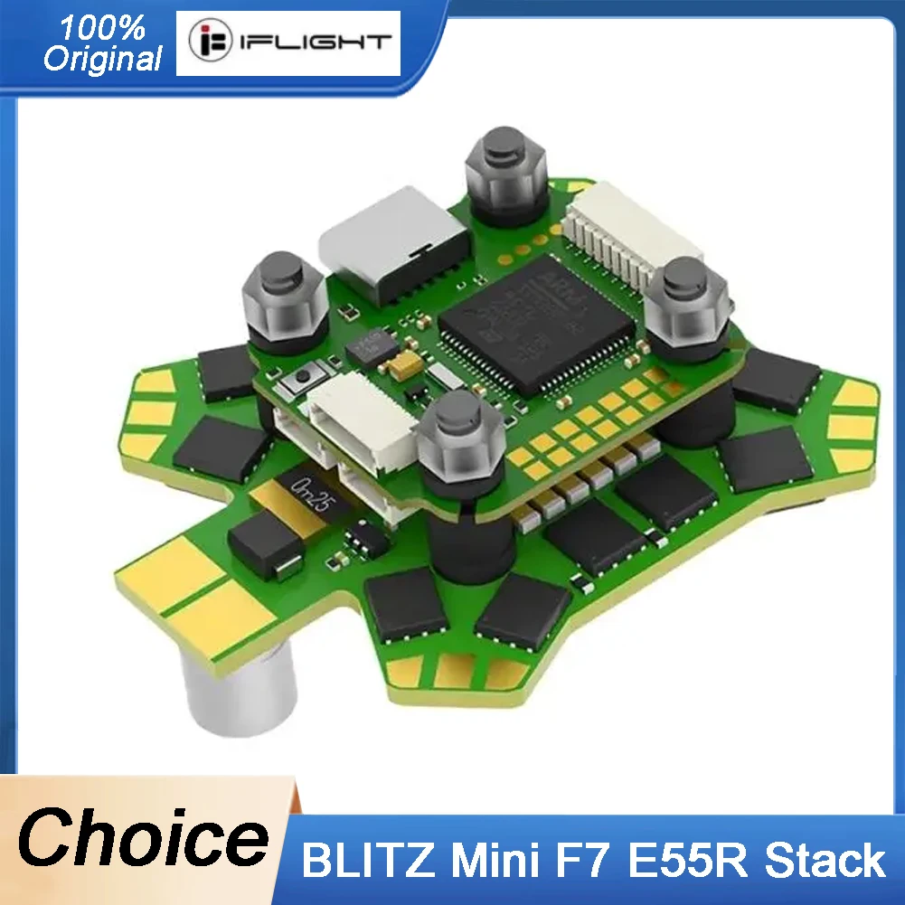 

iFlight BLITZ Mini F7 E55R Stack with BLITZ Mini F7 V1.2 Flight Controller / BLITZ E55R 4-IN-1 2-6S ESC for for RC FPV Drone