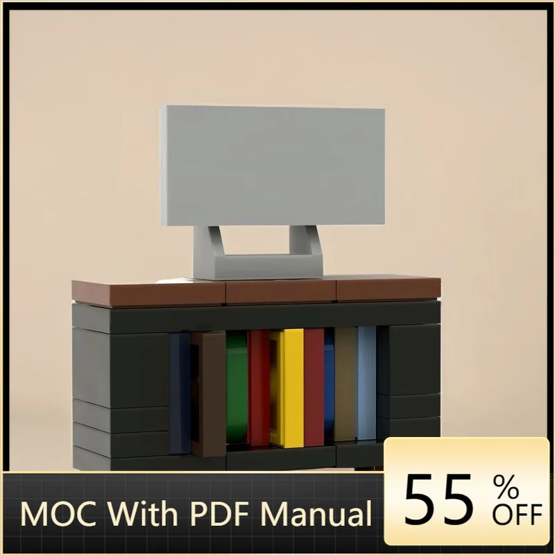 

32 PCS MOC TV Cabinet with Books Model Customize Building Block Bricks Creative Educational DIY Toy Birthday Christmas Gift