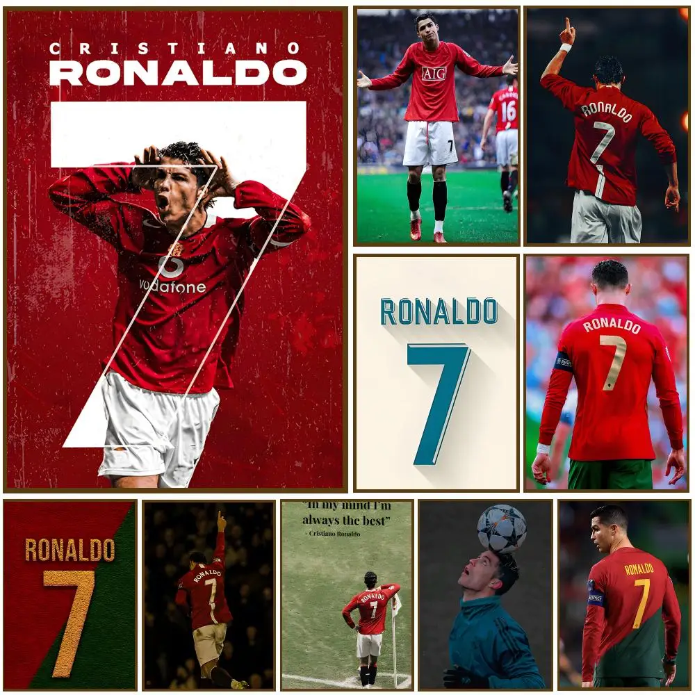 Football C-CR7 R-Ronaldo 7 Poster Self-adhesive Decal Living Room Bedroom Party Bar Decor Moisture-proof Fade-resistant HD