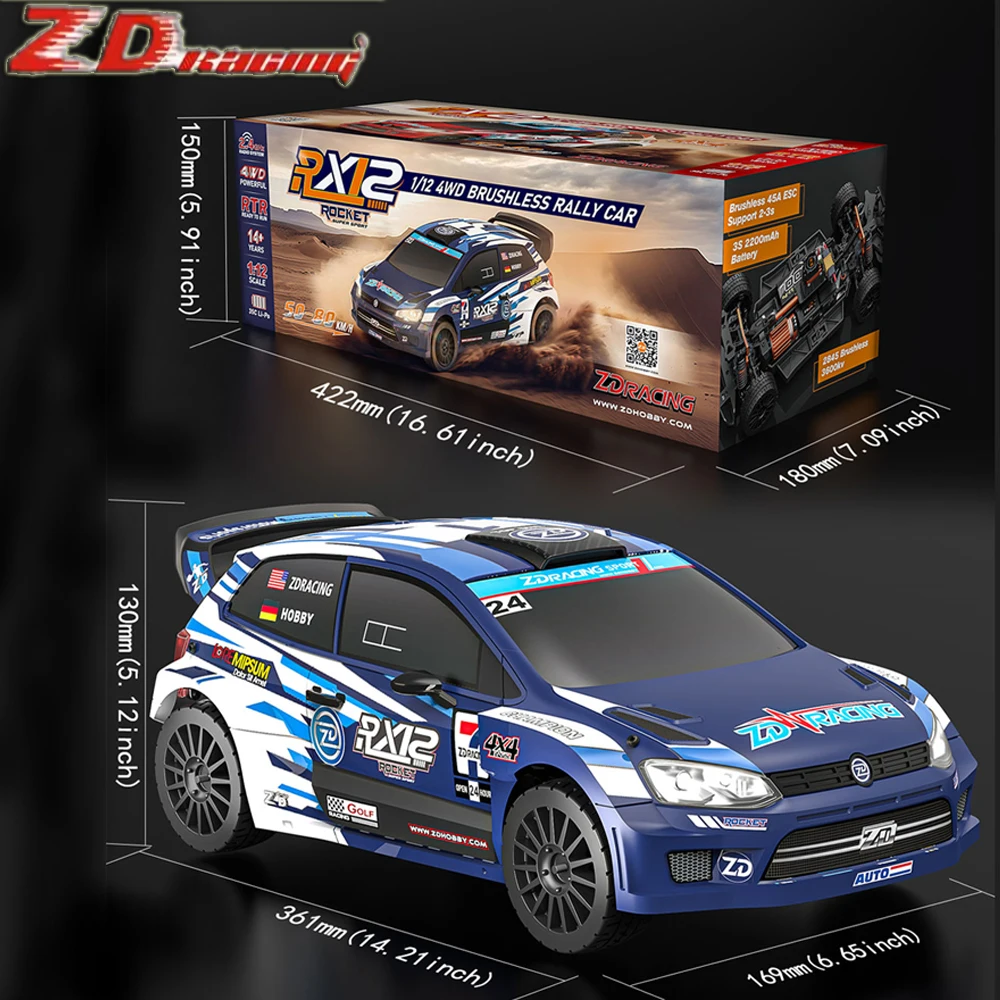 

ZD RX12 RC Раллийный автомобиль 1/12 Моделирование RC Модель с дистанционным управлением Высокоскоростной бесщеточный полноприводный внедорожный гоночный автомобиль Игрушка в подарок
