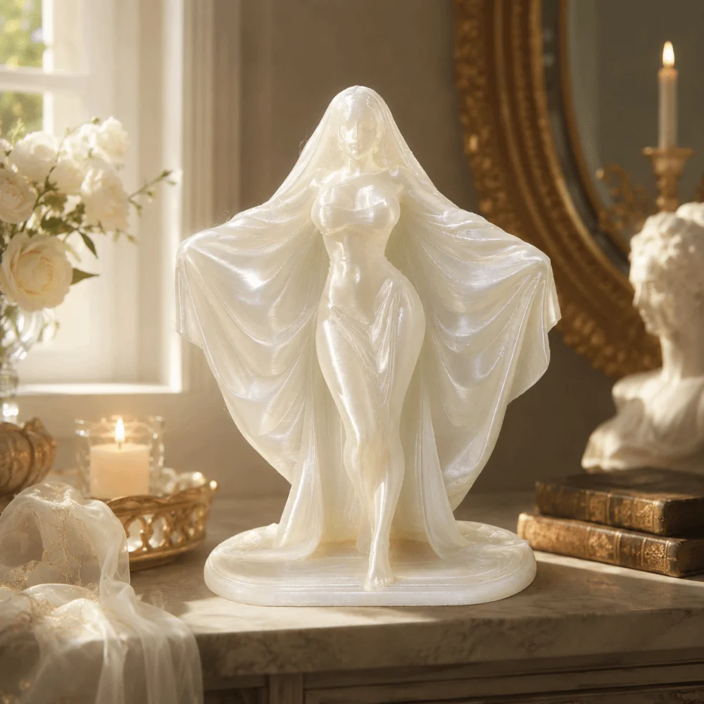 Luminous Desktop Ornaments 3D Printed Character Model Goddess Figure Decorations Mysterious Cloak Woman Statue Tabletop Display