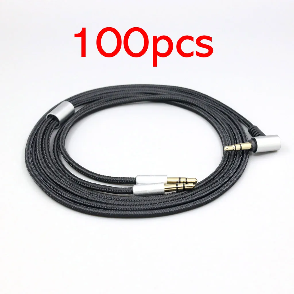 100pcs Black OFC Dual 3.5mm plug Headphone Earphone Headset cable 1.25m  LN008360