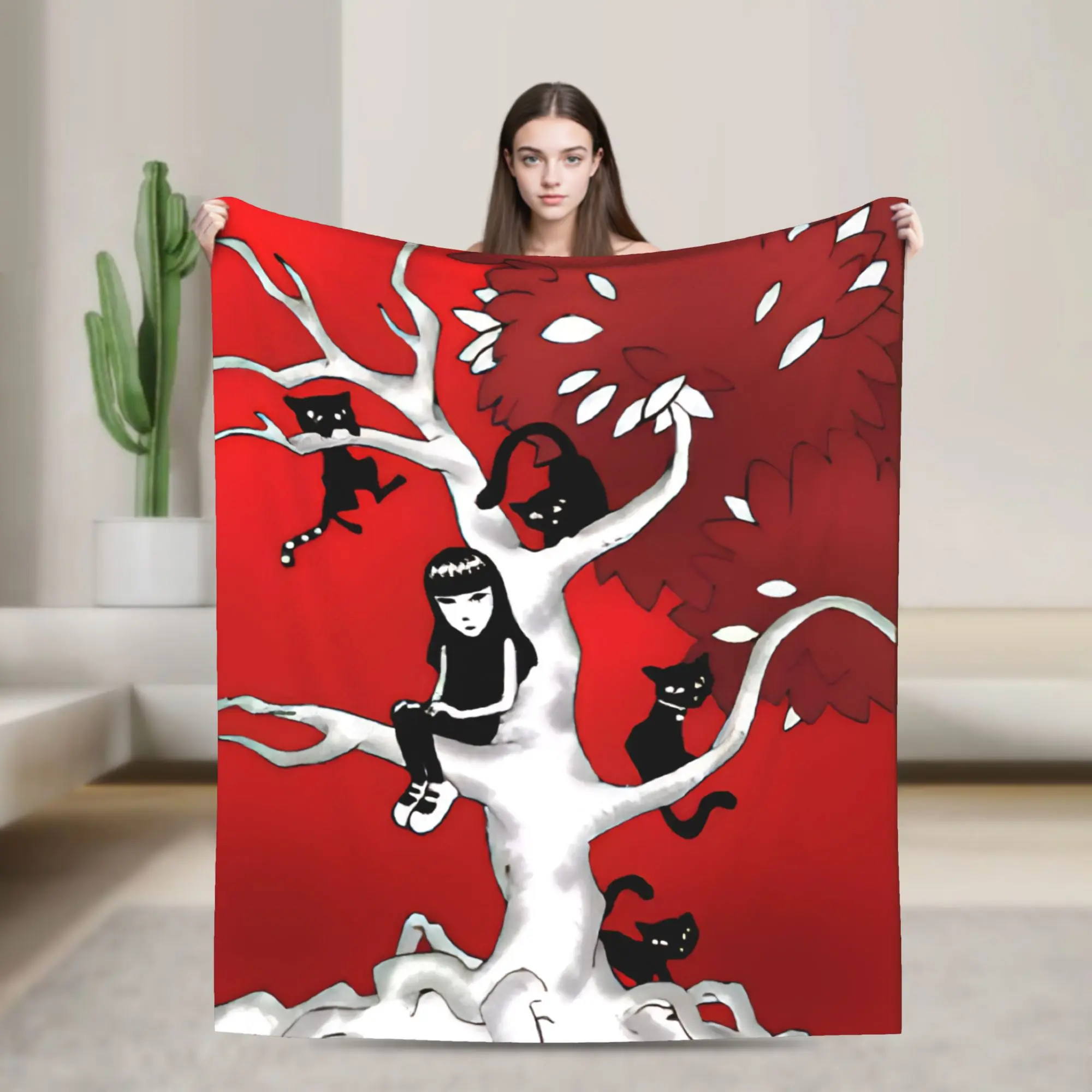 

E-Emily the Strange Tree Blanket Flannel Awesome Warm Throw Blanket for Home All Season,