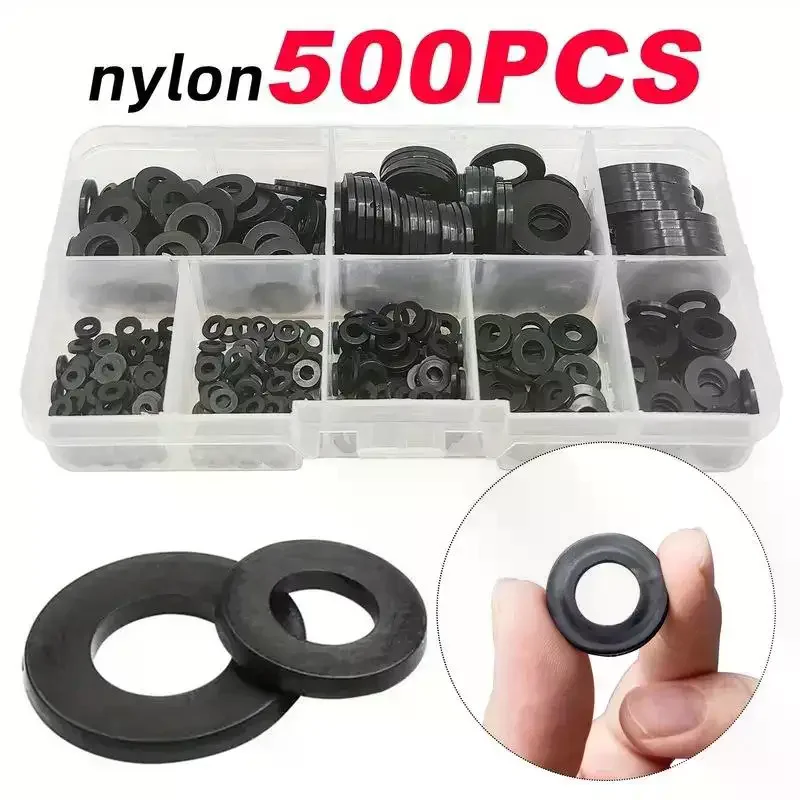 250/500Pcs Weather Resistant Flat Rubber Washer Assortment Kit Anti Leakage Sealing Gasket for Outdoor Plumbing Repairs