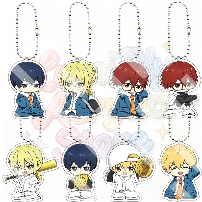 Cartoon Ace of Diamond Q Version Acrylic Keychain Baseball Uniform Anime Character Cute Pendant Backpack Ornament Sports Charm