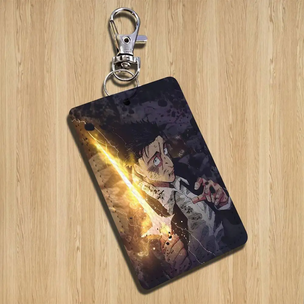 mental breakdown Hiromi Higuruma Rectangle ID Card Case Keychain Access Card Bag Key Tag Ring Leather Card Holder Key Ring view 6
