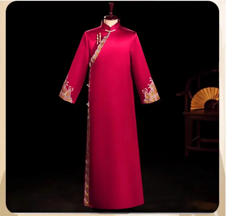 Men's Long Shirt, Cross-Talk Costume, Chinese Style Wedding Robe