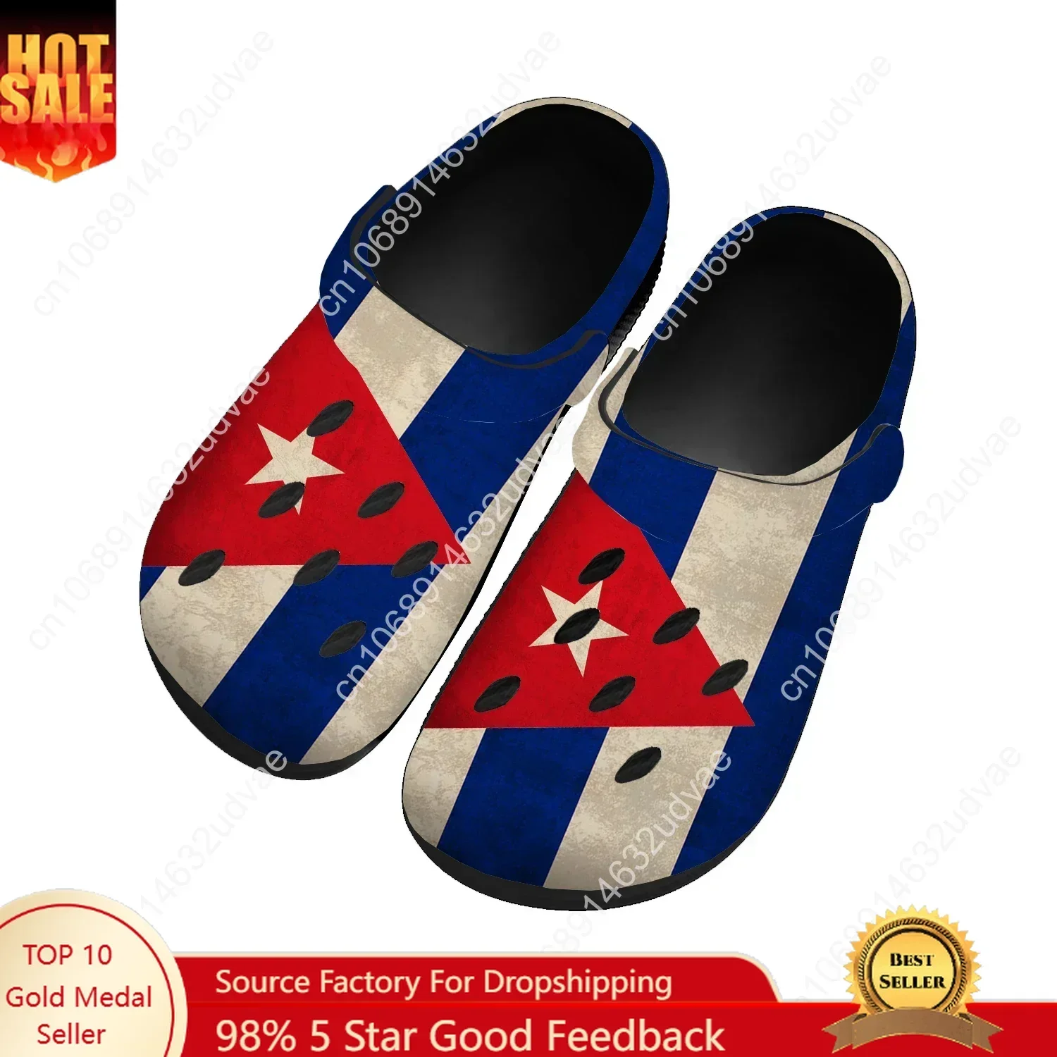 Cuba National Flag Water Shoes Mens Womens High Quality Home Garden Clogs Customizd Sandals Beach Breathable Hole Slippers