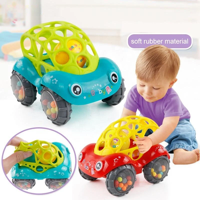 Soft Silicone Children Sensory Toy Cars Rubber Push and Go Vehicles Toddler Cartoon Educational Toys for Babies Kids Baby Gifts