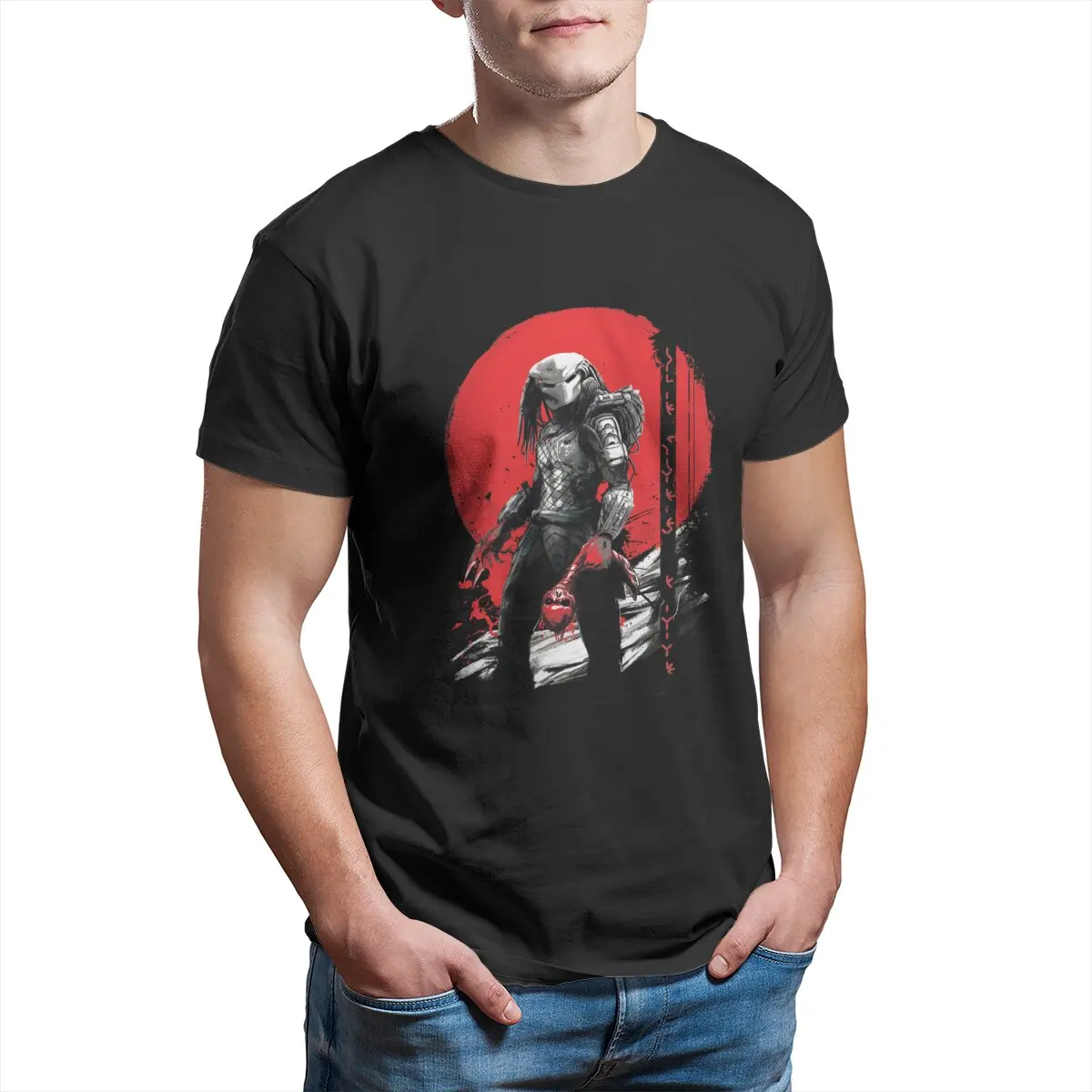 

Hunter's Moon Jungle Predator Hunter 80s Movie alien vs predator Horror film printed t-shirt 100% Cotton Big size t shirt