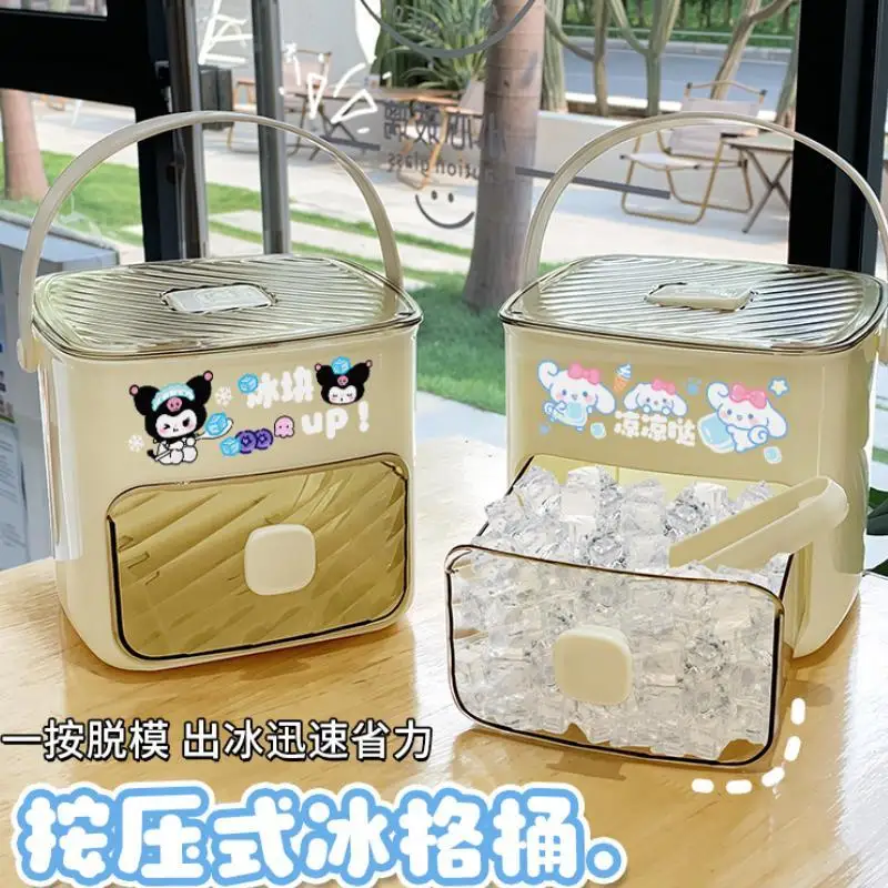 

Милая посуда Sanrio Hello Kittys Kuromi Cinnamoroll, ведро для хранения льда большой емкости, форма для льда, красивый модный мультфильм