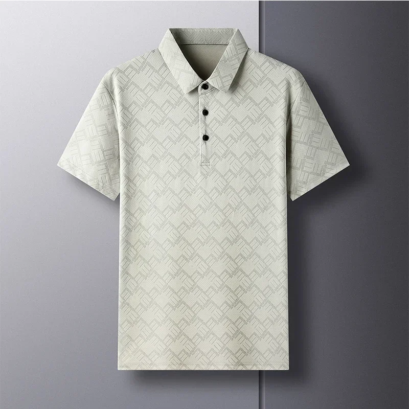 Camiseta de manga corta para hombre, Camiseta holgada de seda de hielo, secado rápido, Tops versátiles a la moda, novedad de verano