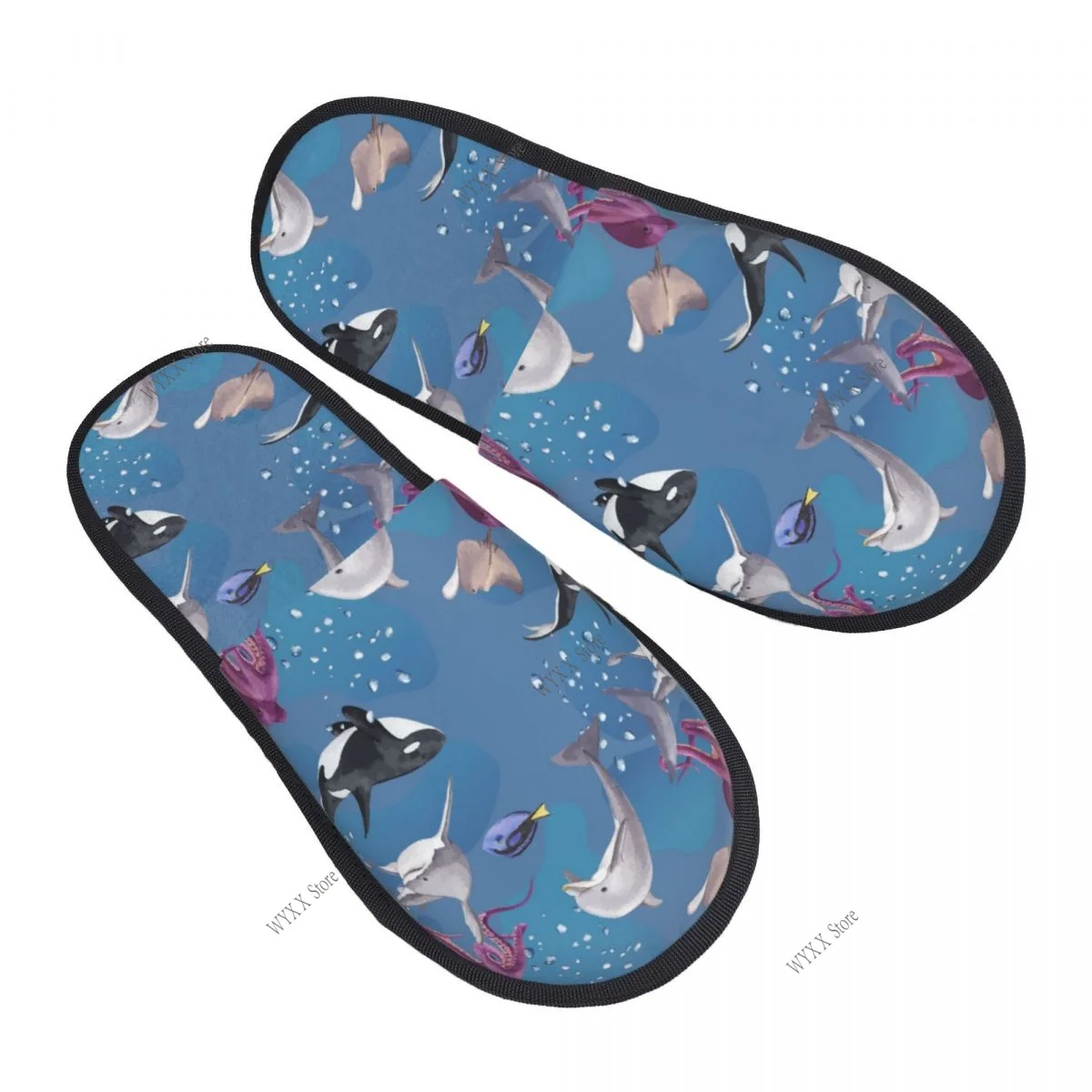 

Тапочки с дельфином для женщин и мужчин, пушистые зимние теплые тапочки, домашние тапочки