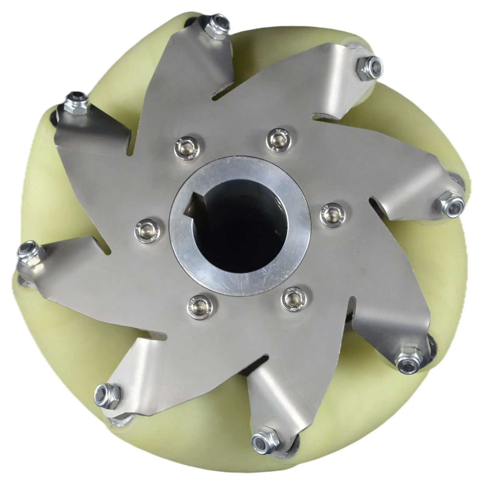 

6Inch 152mm Heavy Duty Mecanum Wheels Industrial AGV Omni Wheel 150KG Load Capacity Set of 4 Stainless Steel PU Rollers 14169