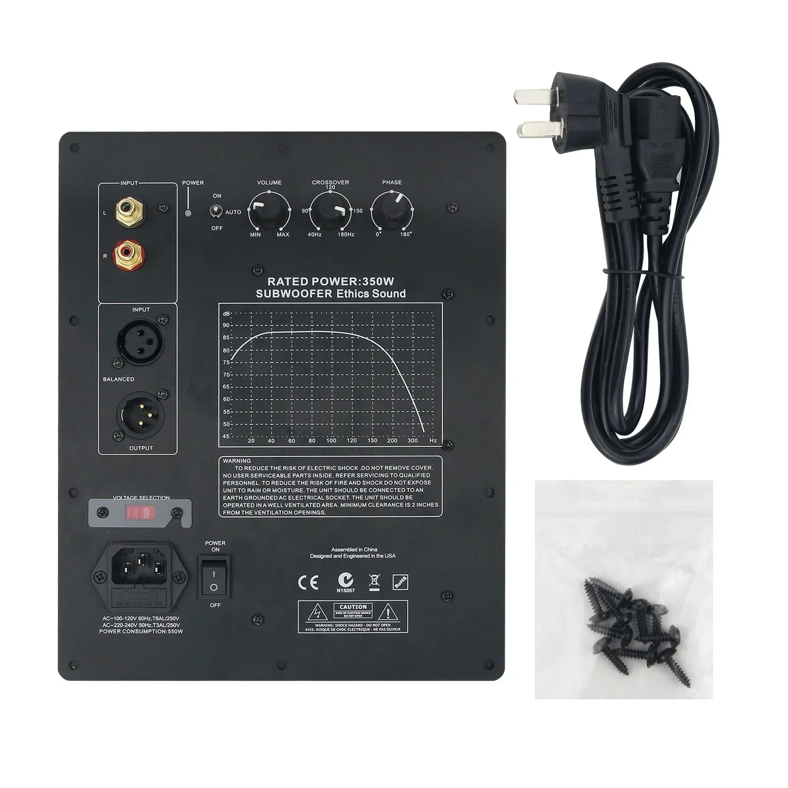 350W Subwoofer Plate Amplifier Board, Ethics Sound Power Amp Module for Closed & Phase-Inverted Subwoofers