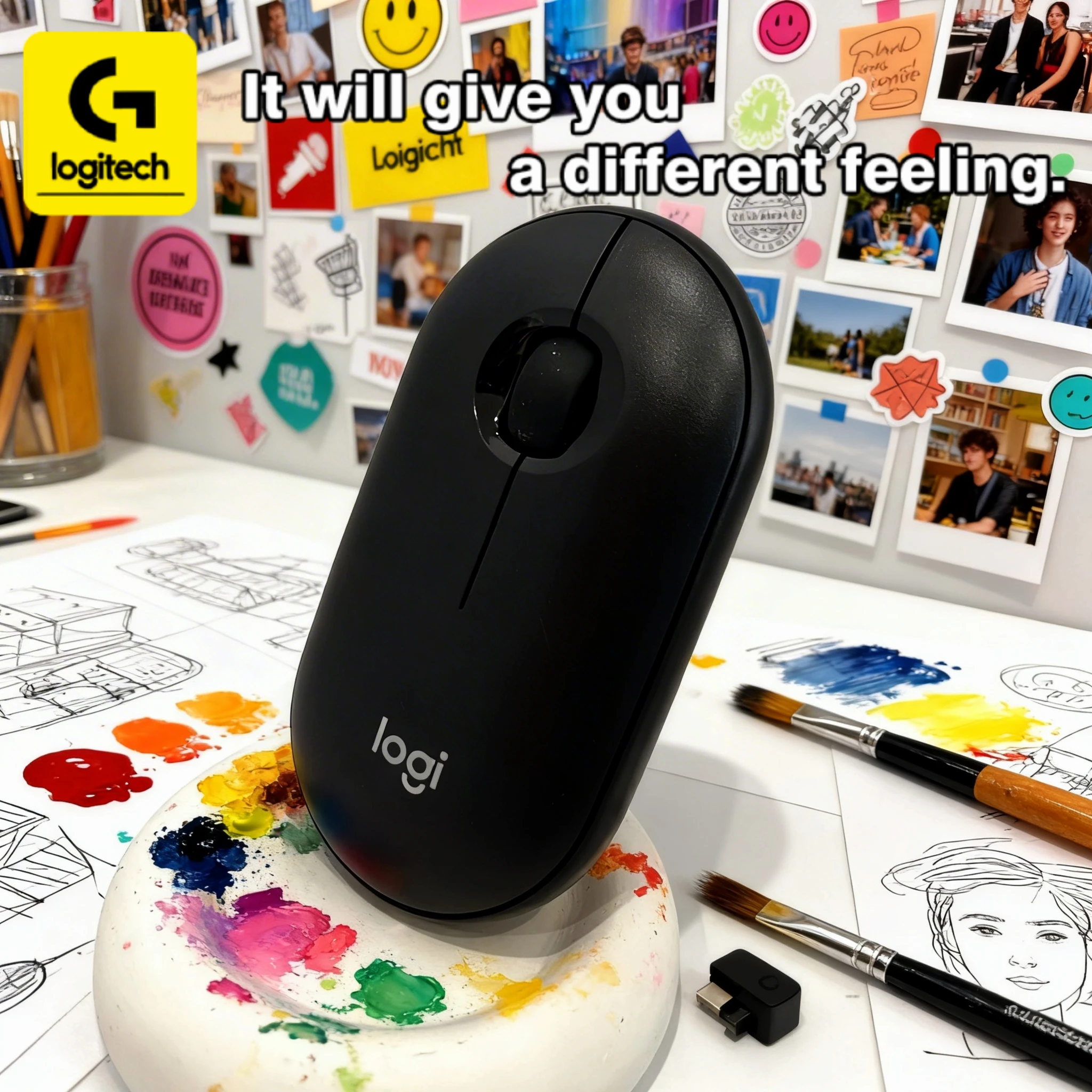 

Logitech M350/M750 wireless mouse: silent design, comfortable grip, seamless connection to multiple devices.