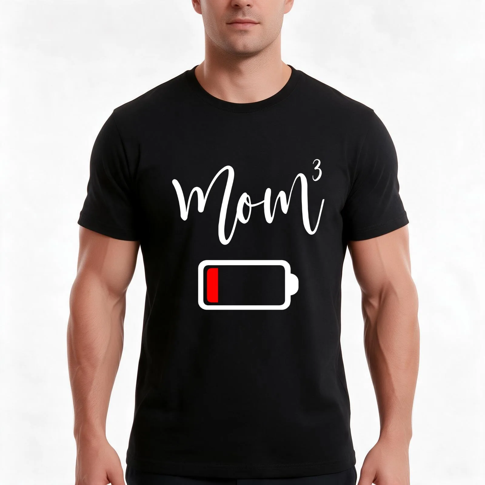 Mom3 Shirt | Mom Low Battery T-Shirt, Summer Casual Cotton Tee, Oversized Streetwear Tops, Vintage Graphic Print, 100% Cotton