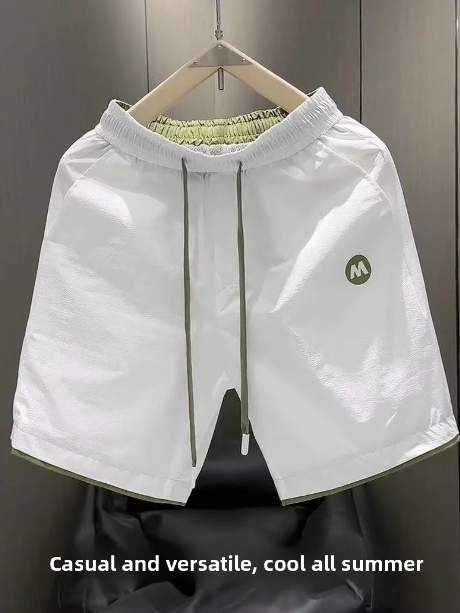 

Summer New Ice Silk Qui Dry Casual Loose Faion Beach orts Men's High End Versatile Trendy Five-Quarter Length Pants