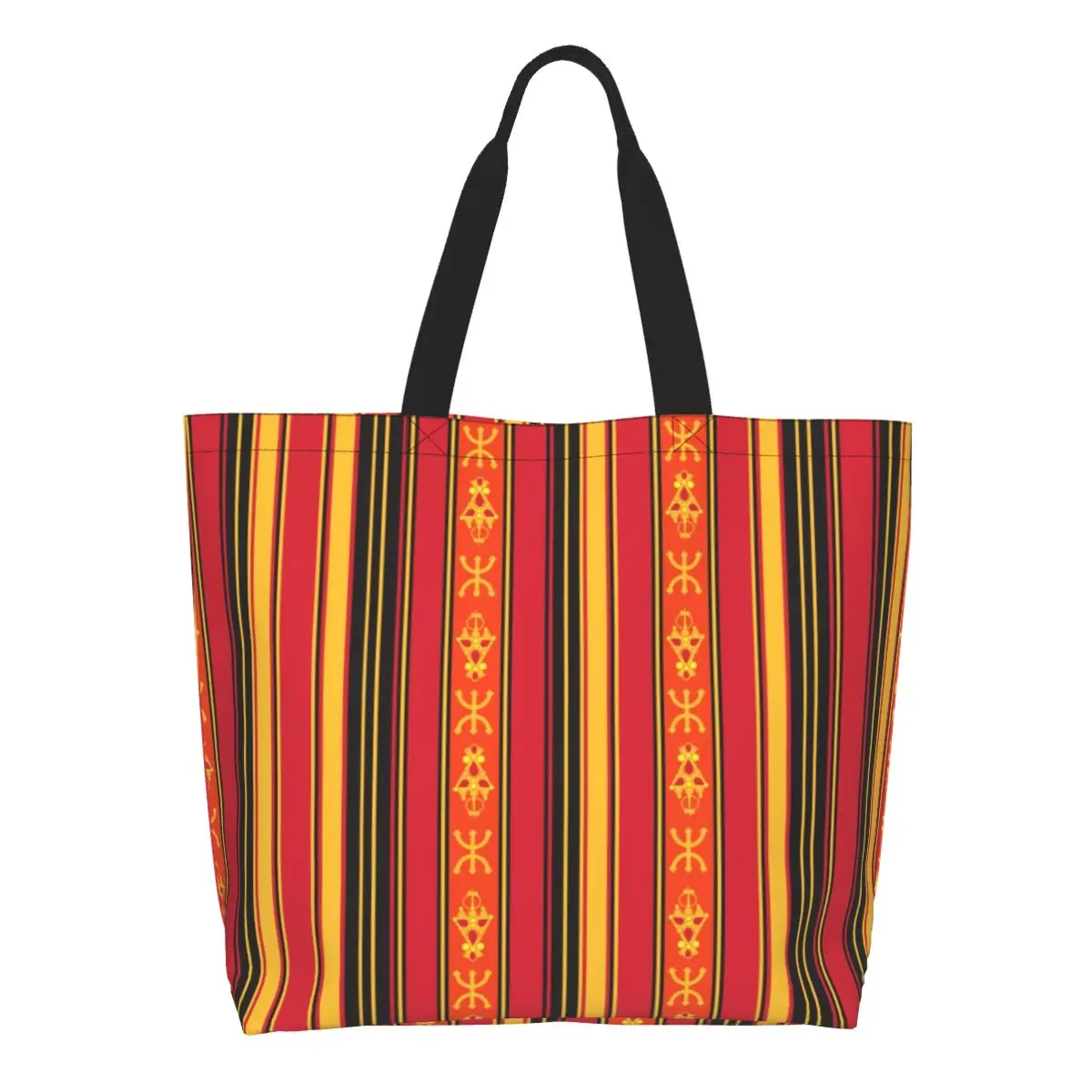 

Cute Z Imazighen Kabyle Jewelry Shopping Tote Bag Reusable Amazigh Berber Ethnic Canvas Groceries Shopper Shoulder Bag