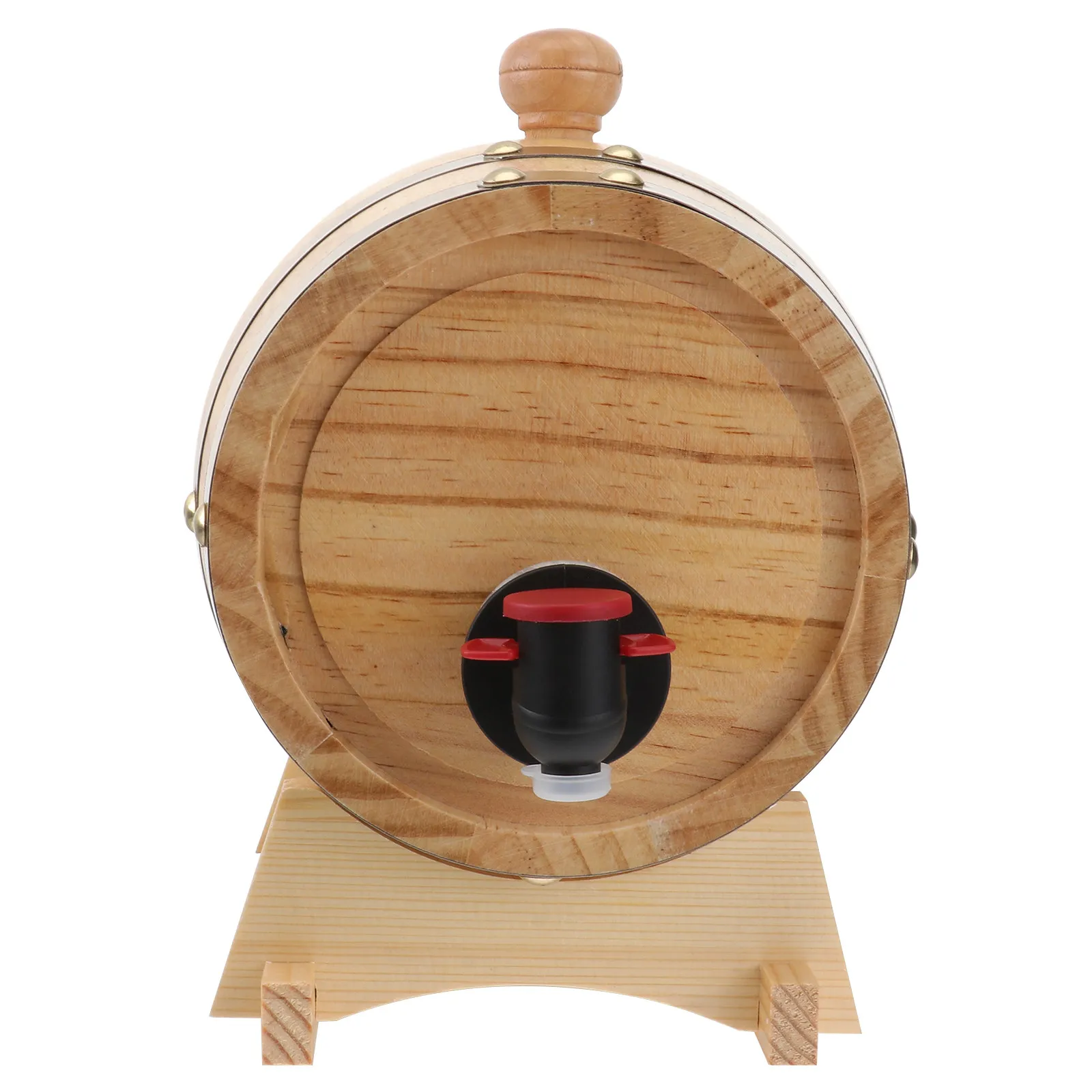1Pcs Wooden Wine Aging Barrel with Stand Spigot Bung Wine Dispenser for Home Bar Beer Storage Bucket Red Color