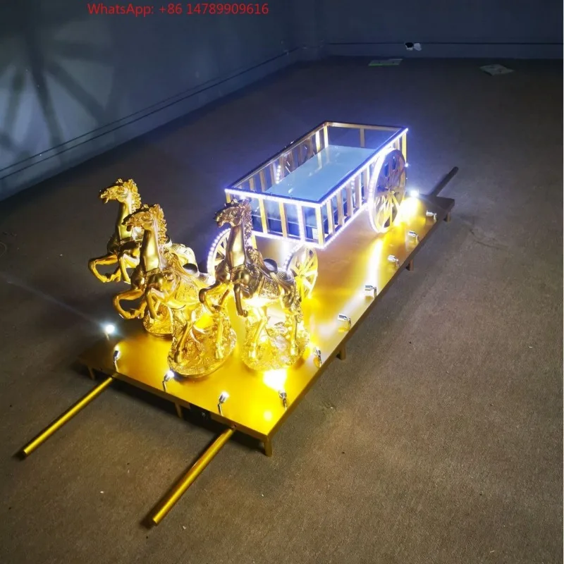 High-End Bespoke LED Bottle Display RackLuxury Carriage Sedan Chair LED Luminous Wine Bottle Presenter Bar KTV Atmosphere Props