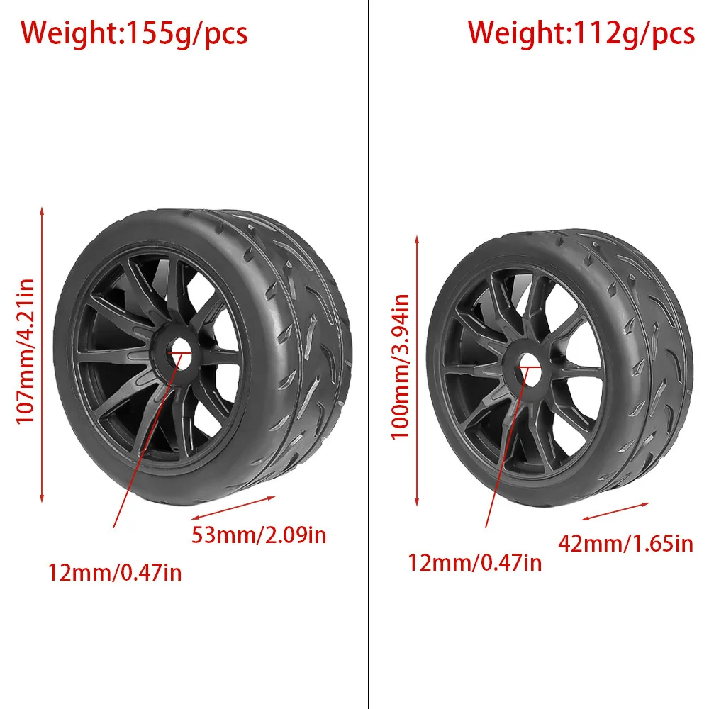 4pcs 53/107 42/100 Tire Tyre 17mm Wheel Hex for Arrma 1/7 Infraction Limitless Felony FSR Model GT RC Car Upgrade Parts