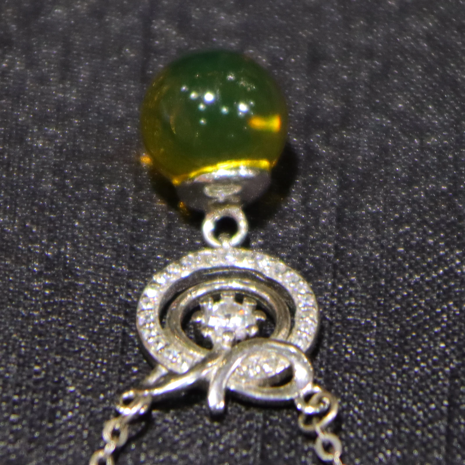 Natural Mexican Blue Amber Pendant Sterling Silver Butterfly Bow Bail 8mm Bead Handmade Jewelry Gift For Women