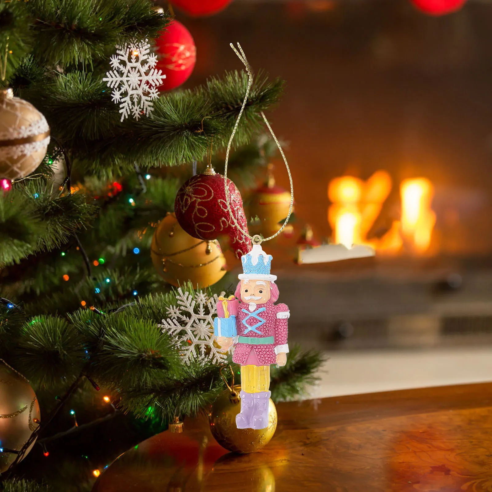 

4Pcs Resin Nutcracker Puppet Figure Hanging Christmas Ornament Decor for Fireplace Mantle Table Top Display Resin Nutcracker