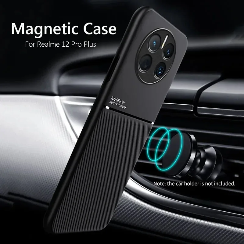 For Realme 12 Pro Case Car Magnetic Leather Cover Soft Frame Funda On For Realme 12 Pro Plus Realme12 Pro+ Phone Cases Capa
