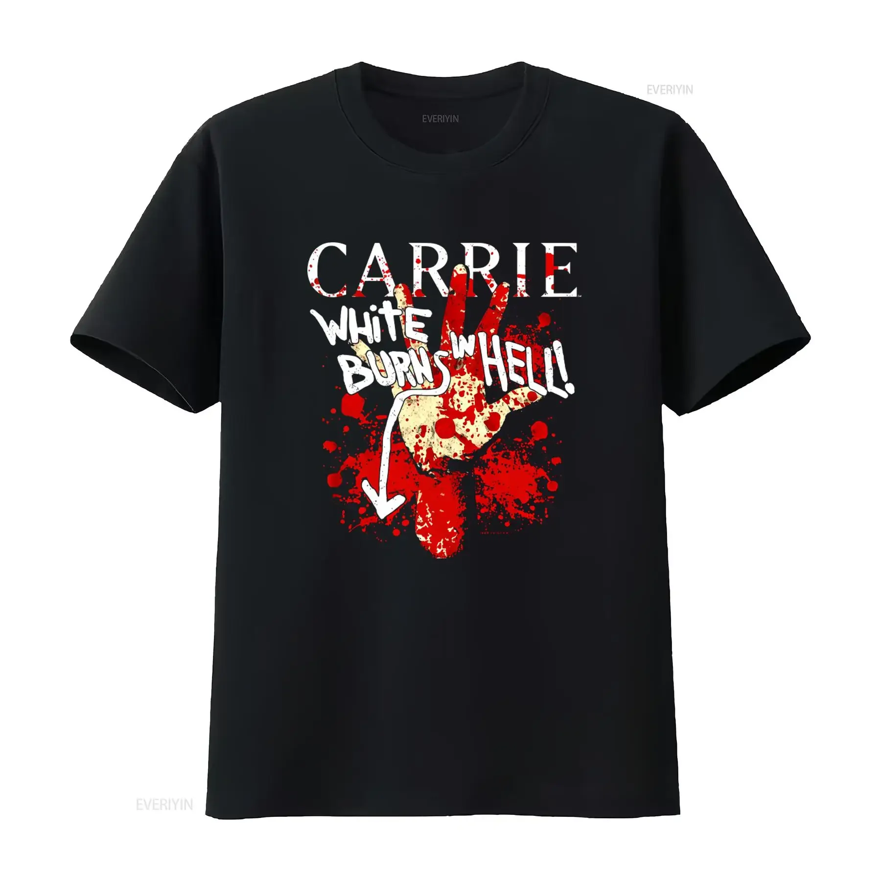 Carrie White Burns In Hell Men's Horror Movie T Shirt Stephen King Inspired Design vintage Washed streetwear Comfortable Soft