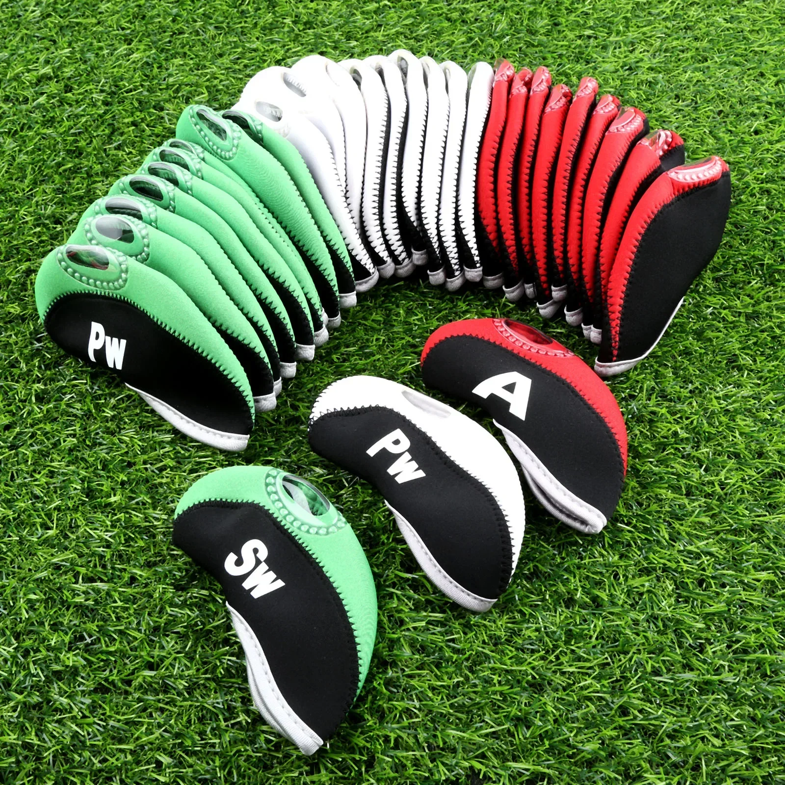 10Pcs Durable Golf Iron Headcovers Set Neoprene Transparent Window Golf Club Iron Head Covers Protector Sleeve with Numbers