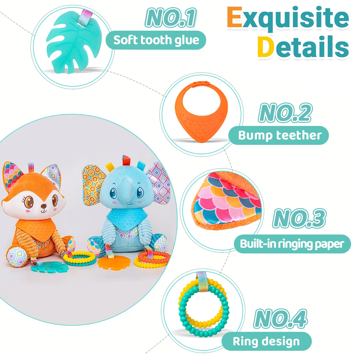 لينة معلقة التجعيد صار الحسية LearningToy عربة مقعد السيارة سرير السفر أفخم الحيوان الرياح الرنين مع عضاضة بنين بنات