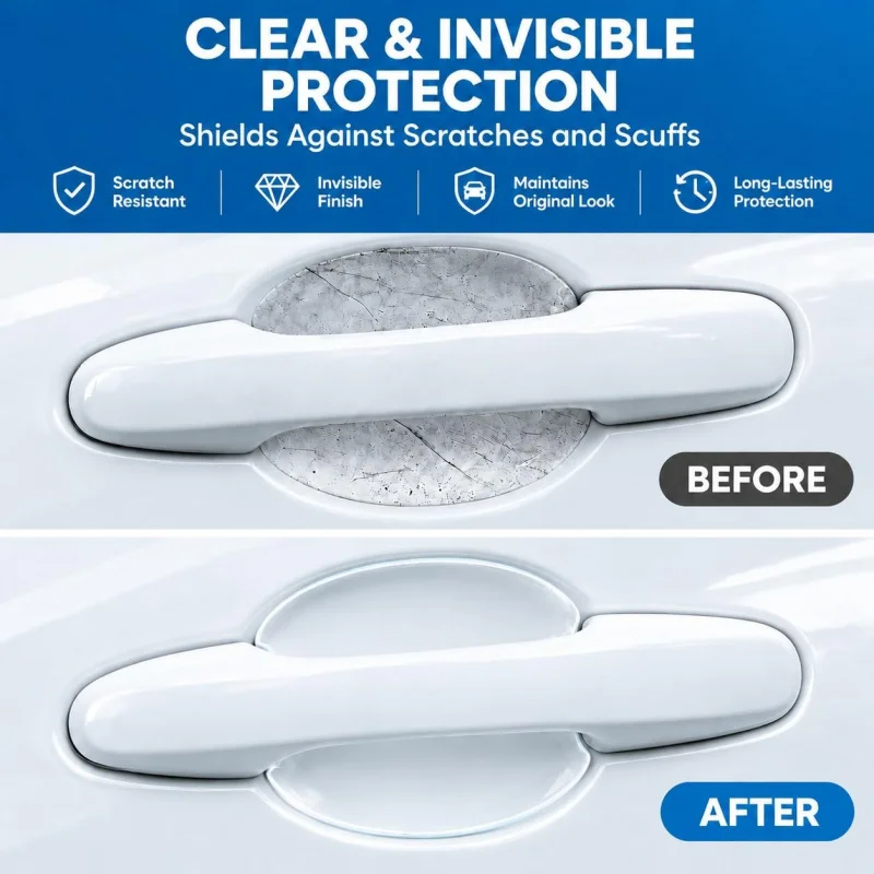 4/10 Pack Clear Car Door Handle Scratch Protector, TPU Door Cup Film