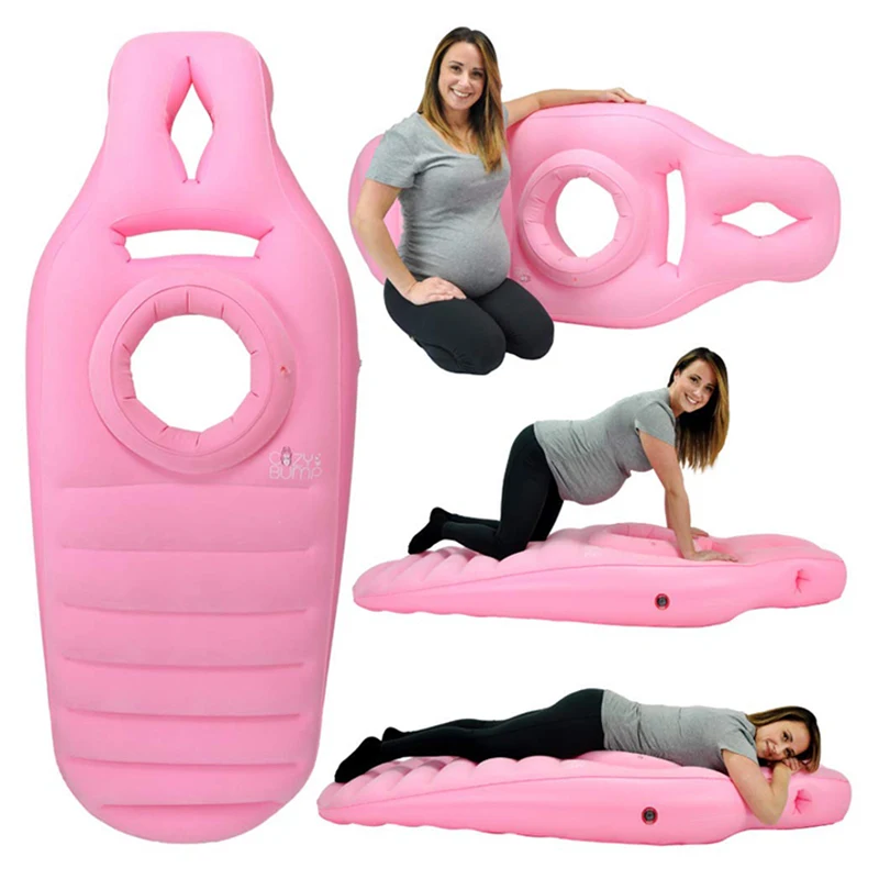 Inflatable Pregnancy Pillow with Abdominal and Head Holes - Full Body Maternity Air Mattress for Prone Sleeping, Back Pain Relief, and Spd - Comfortable, Portable