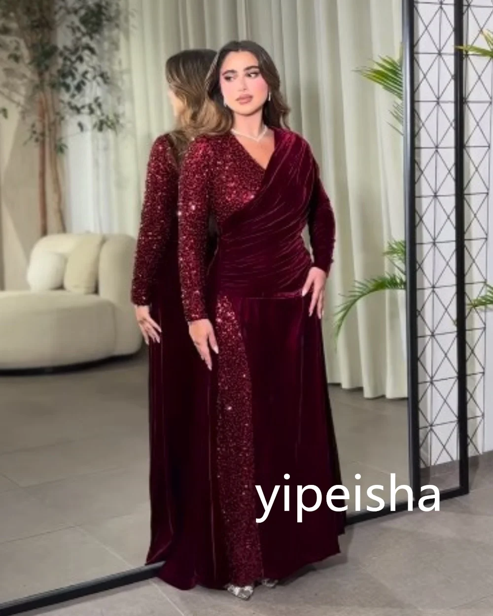 Custom Velvet Prom Gowns - alternate angle