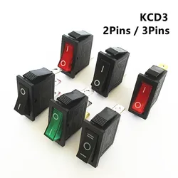 5PCS KCD3 Rocker Switch ON-OFF ON-OFF-ON 2/3Position 2/3Pins Electrical Equipment With Light Power Switch 16A 250V / 20A 125V AC