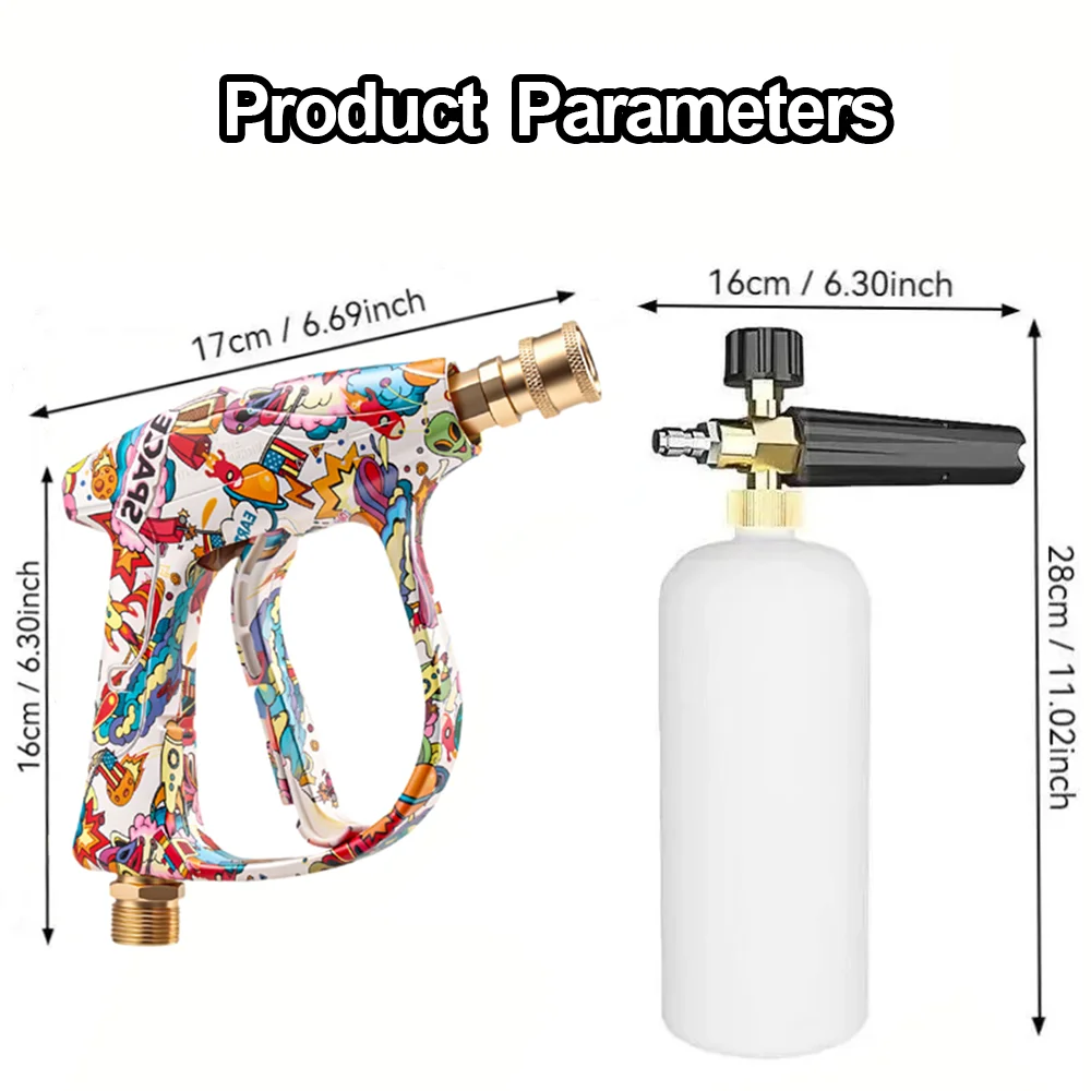 2026 Upgraded High Pressure Washer Gun, Personalized Graffiti Finish, Includes Foam Pot, Adapter & 5-Color Nozzle Set