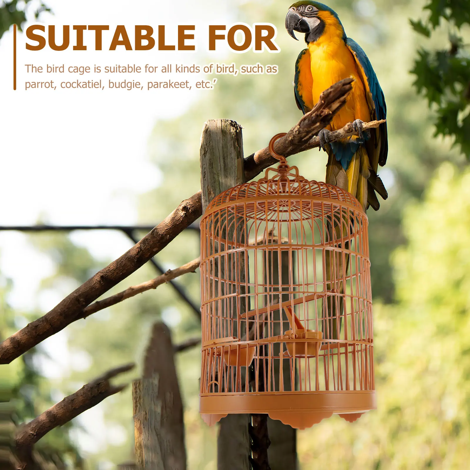 

1 set Pet Bird Cage 25CM Round Plastic Birdcage for Parrot Cockatiel Budgie Small Hanging Travel Outdoor aviary bird supply
