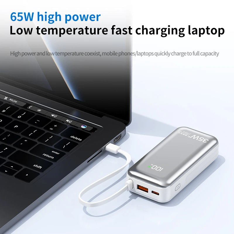 

2026 65 Вт 20000 мАч для ноутбука Power Bank Портативный 10000 мАч USB C кабель Быстрая зарядка мобильного внешнего аккумулятора для iPhone Samsung