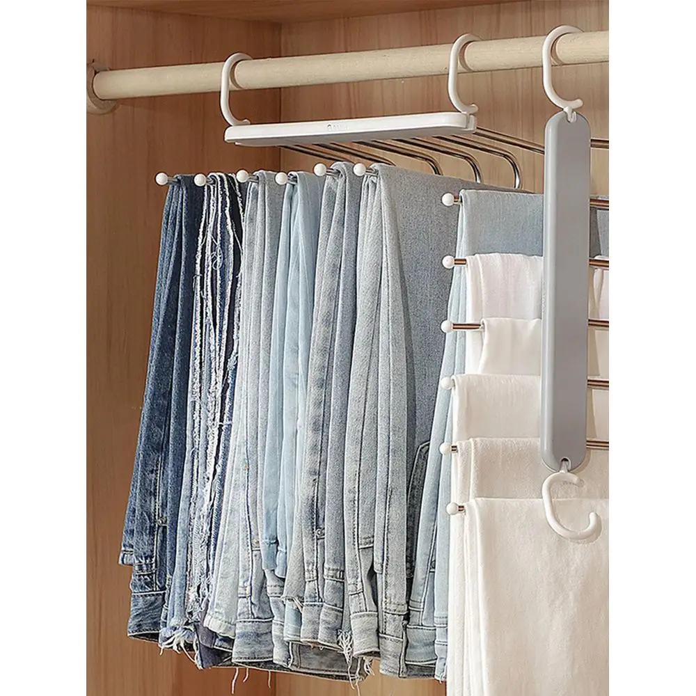 

Складная выдвижная вешалка для одежды, вешалка для брюк, органайзер для шкафа, 6 шт. вешалок для головных уборов из нержавеющей стали, подвесная вешалка для головных уборов в шкаф