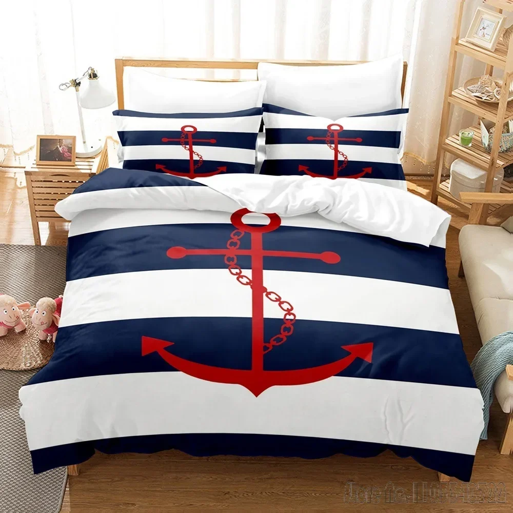 Marine Style Anchor Duvet Cover Set HD Comforter Cover for Kids Bedding Sets Bedclothes Bedroom Decor