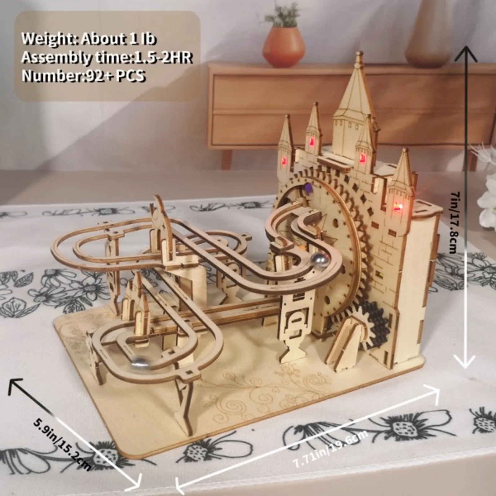 

Electric 3D Wooden Puzzles Marble Run Model Kits Brain Teaser Puzzle DIY handmade Christmas gift(Without battery)
